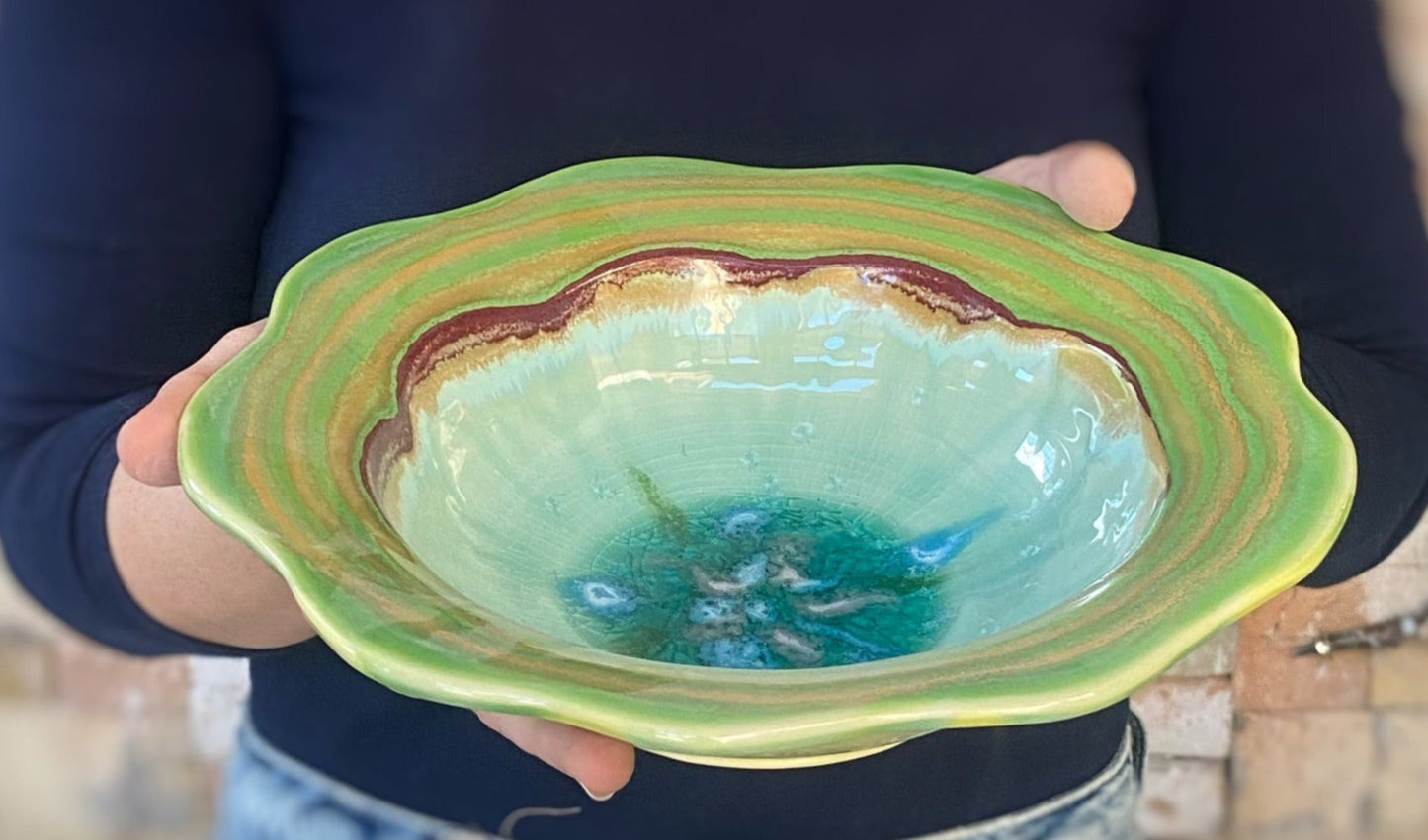Ocean Carved Rim Bowl