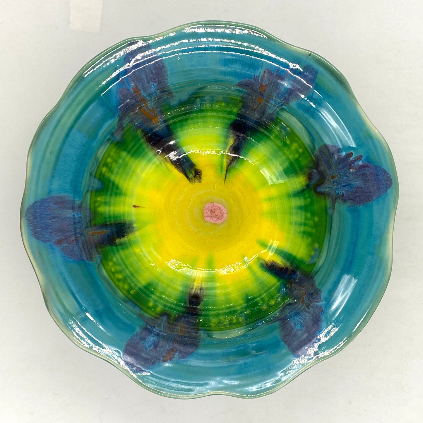 Teal Carved Rim Bowl - Lasser Ceramics