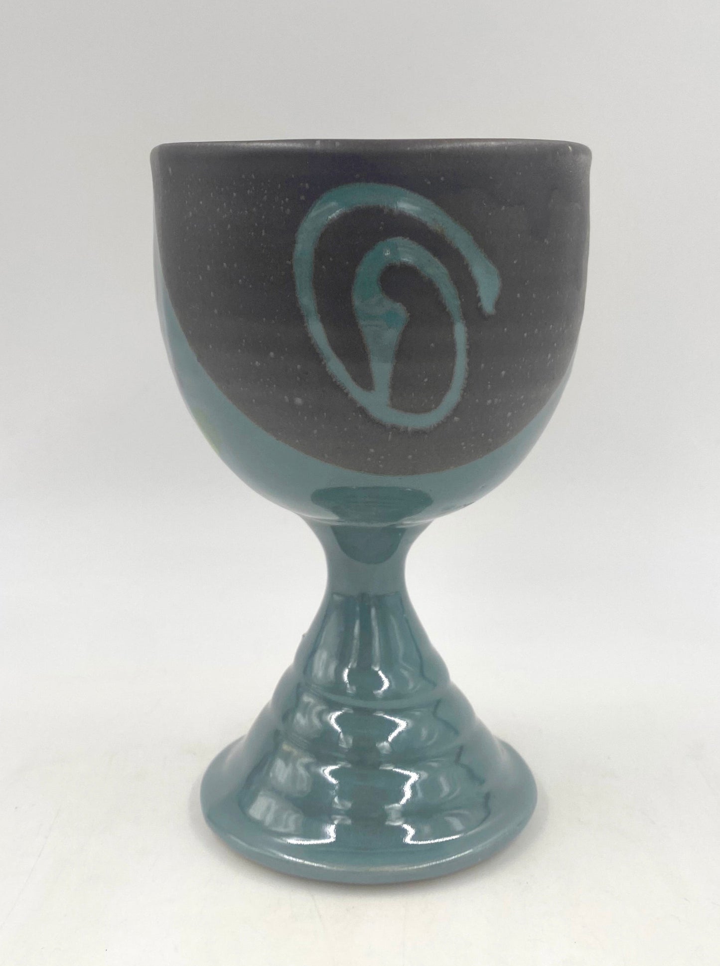 Green Poppy Goblet - Lasser Ceramics