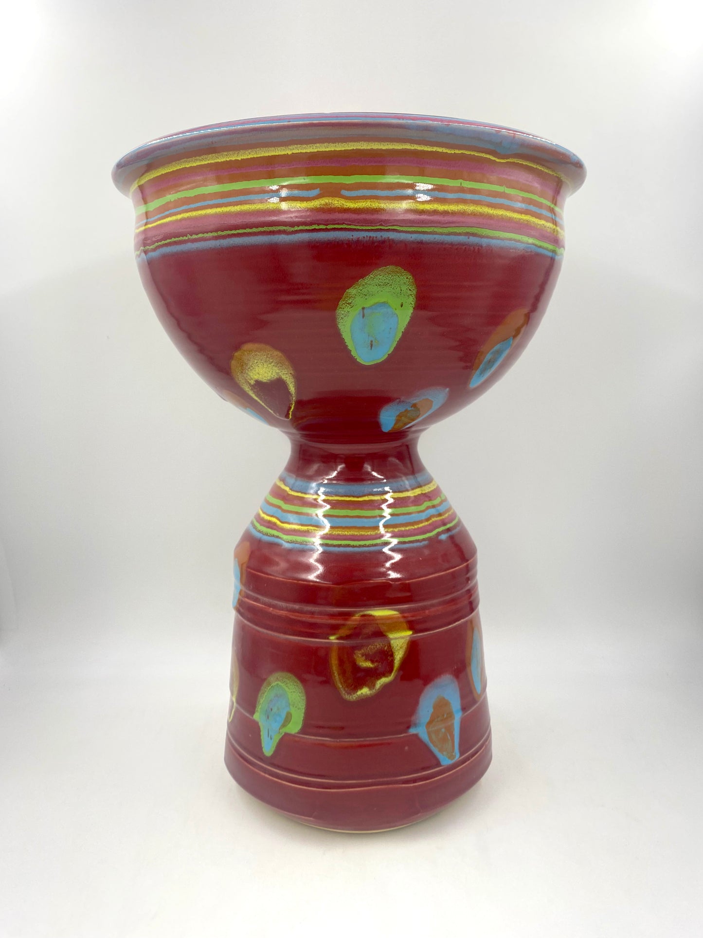 Asteroid Red Pedestal Planter - Lasser Ceramics