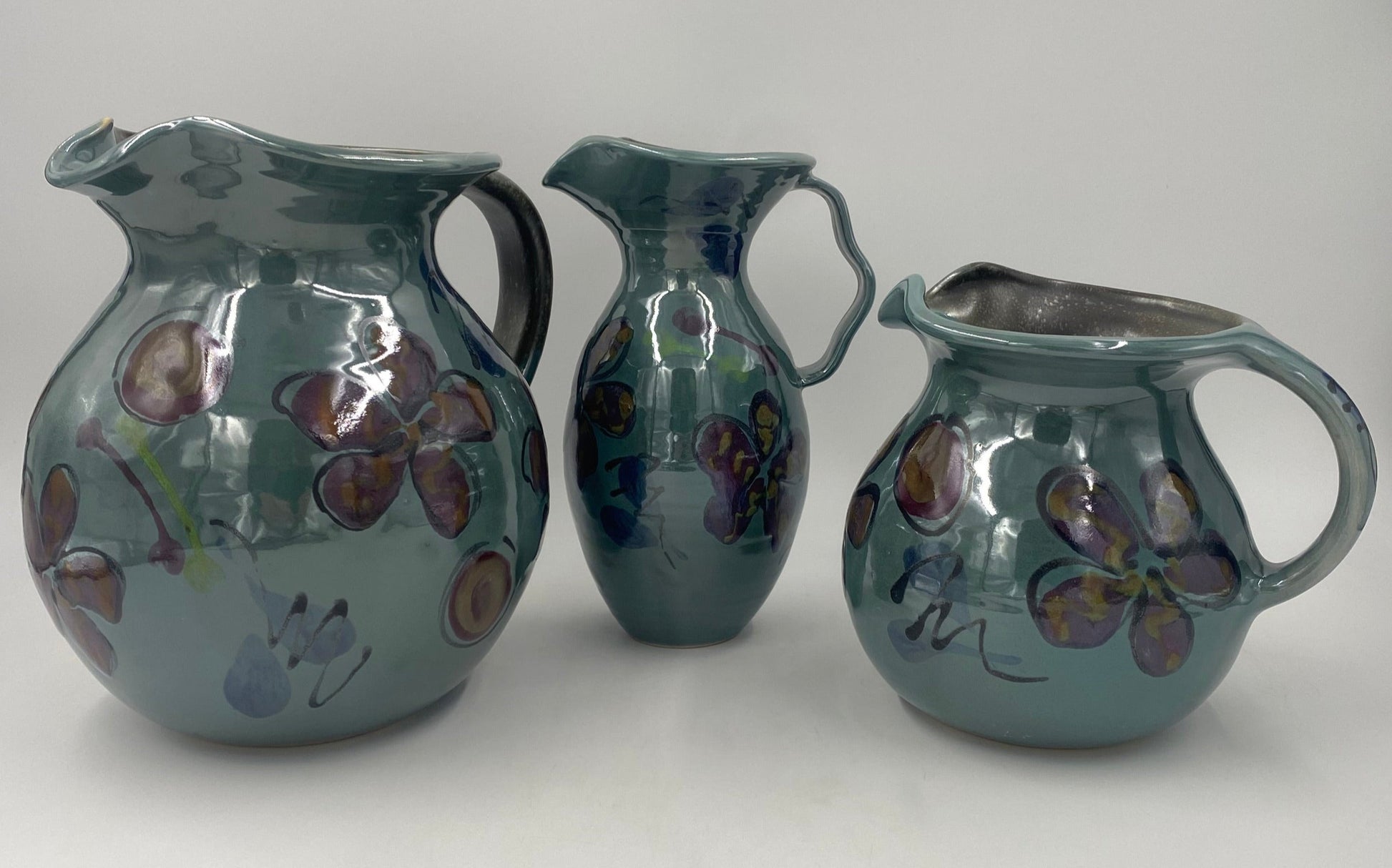 Green Poppy Pitcher - Lasser Ceramics