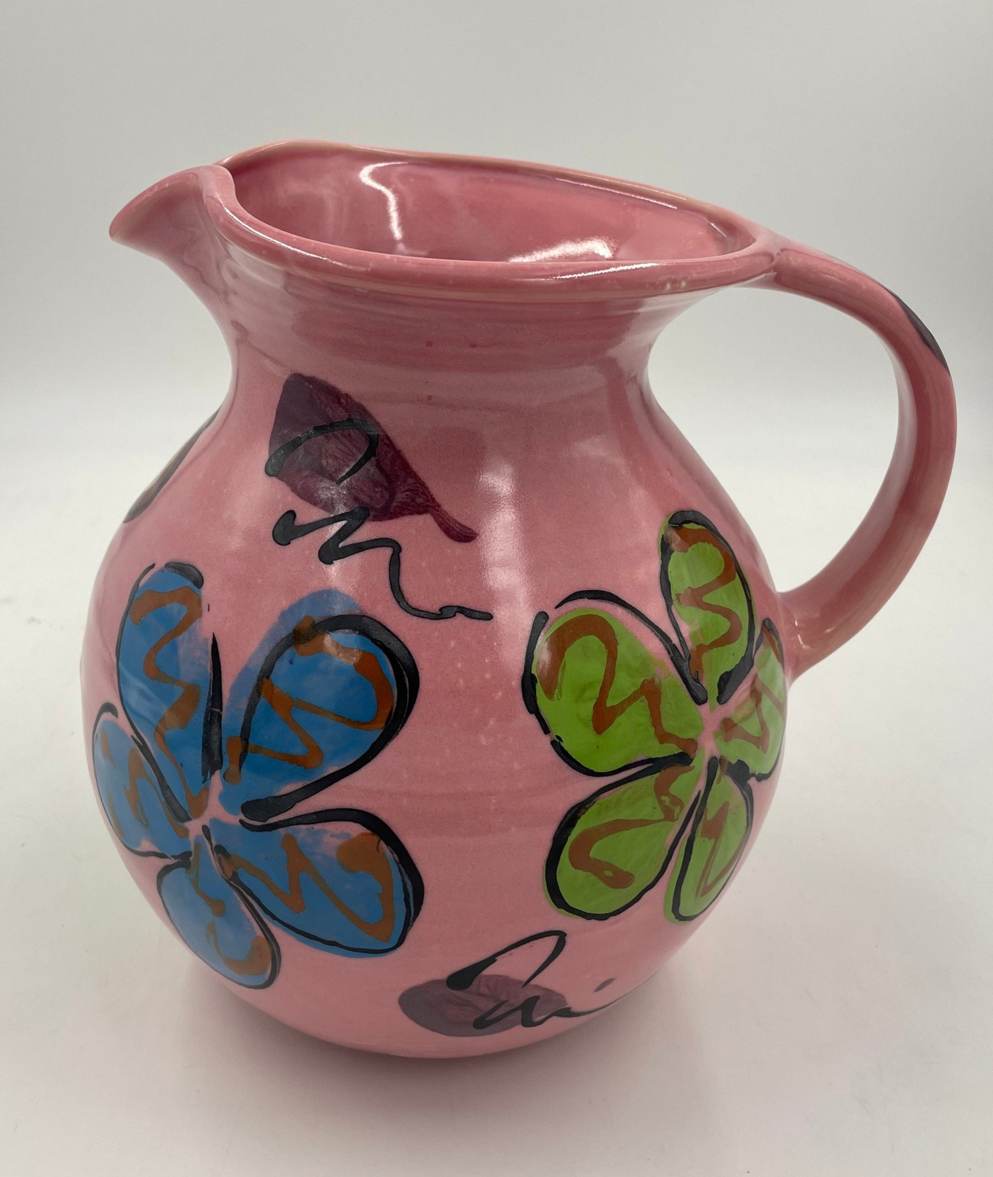 Pink Poppy Pitcher - Lasser Ceramics