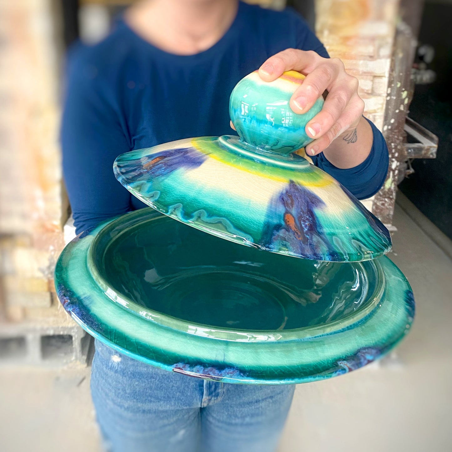 Teal Casserole Dish - Lasser Ceramics