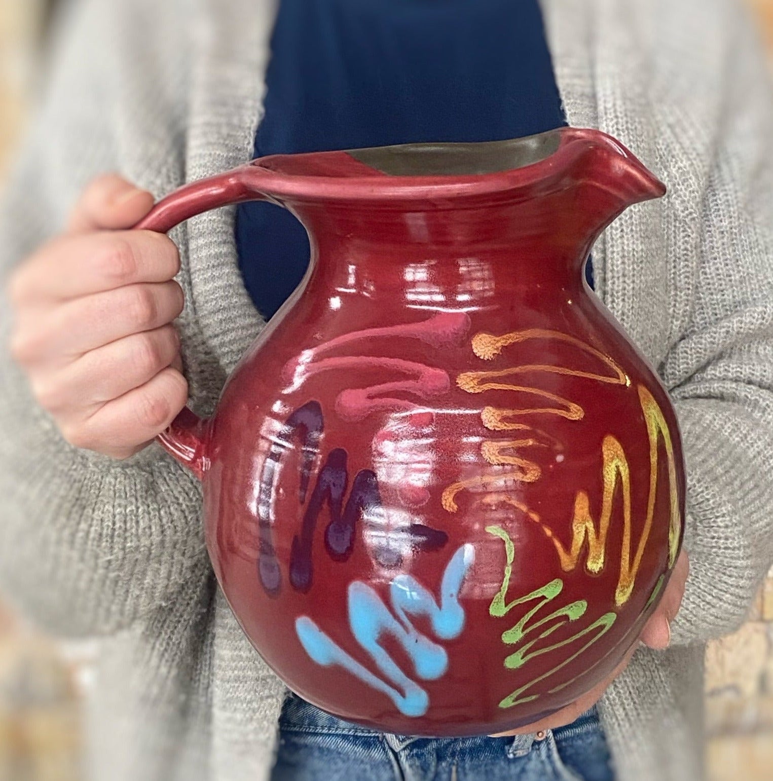 Red Craze Pitcher - Lasser Ceramics