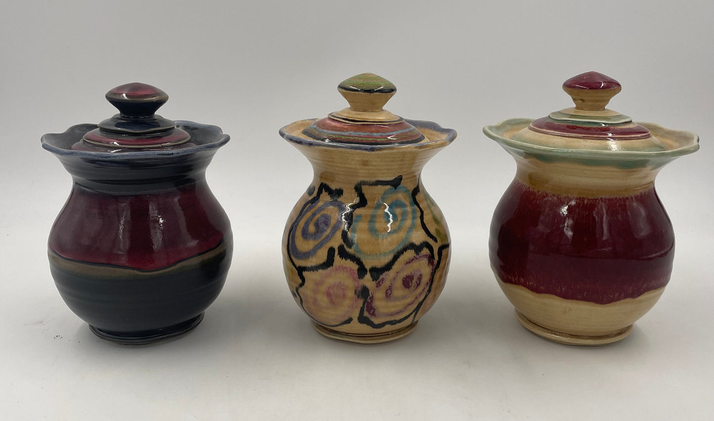 Midnight Tulip Scalloped Rim Jar - Lasser Ceramics