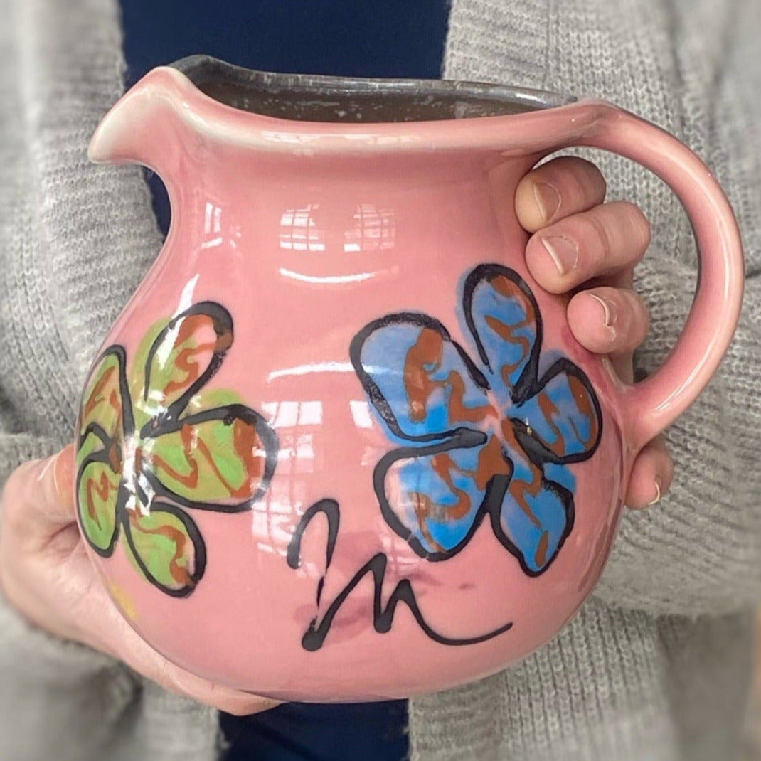 Pink Poppy Pitcher - Lasser Ceramics