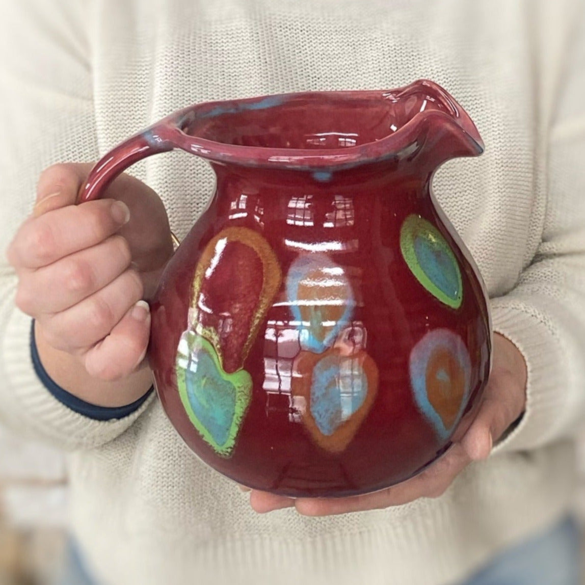 Asteroid Red Pitcher - Lasser Ceramics