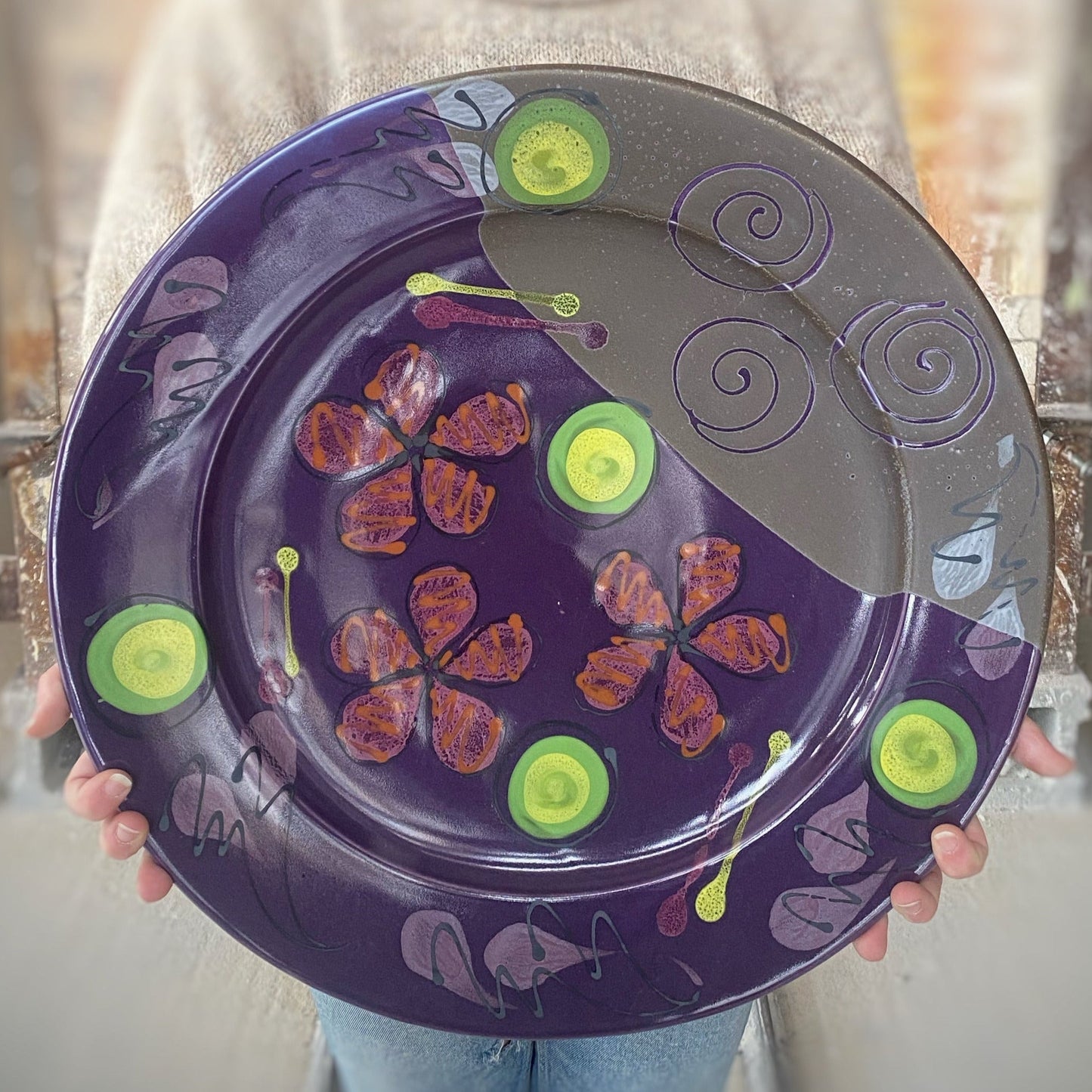 Purple Poppy Platter - Lasser Ceramics
