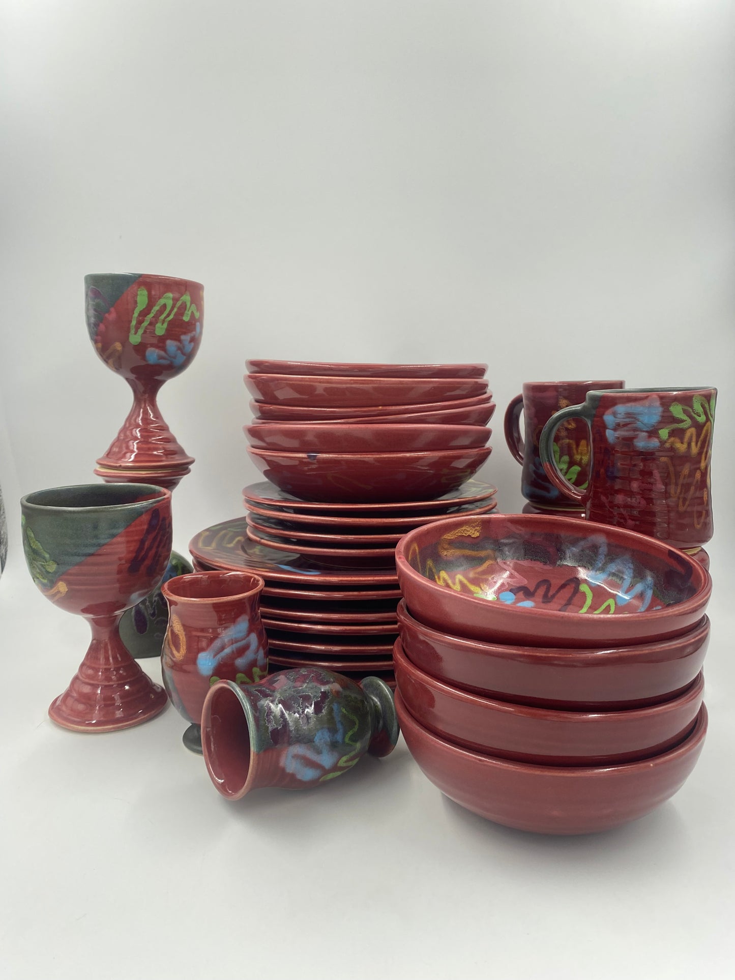 Red Craze Dinner Bowl - Lasser Ceramics