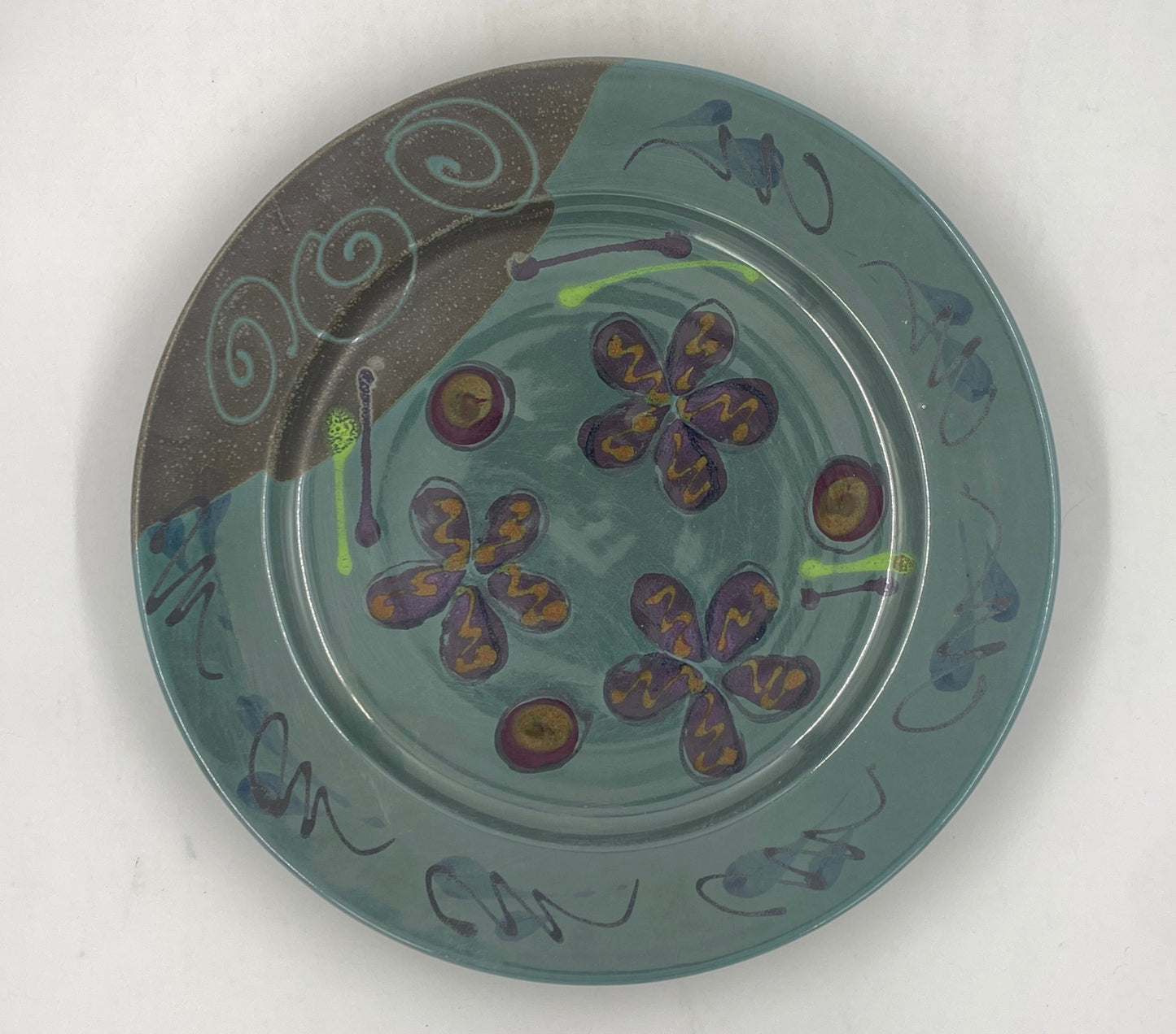 Green Poppy Platter - Lasser Ceramics