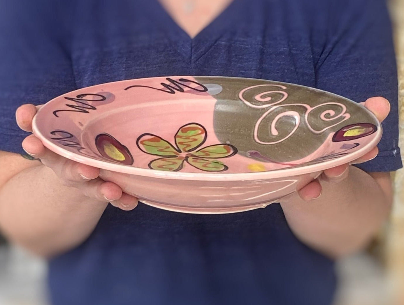 Pink Poppy Pasta Bowl - Lasser Ceramics