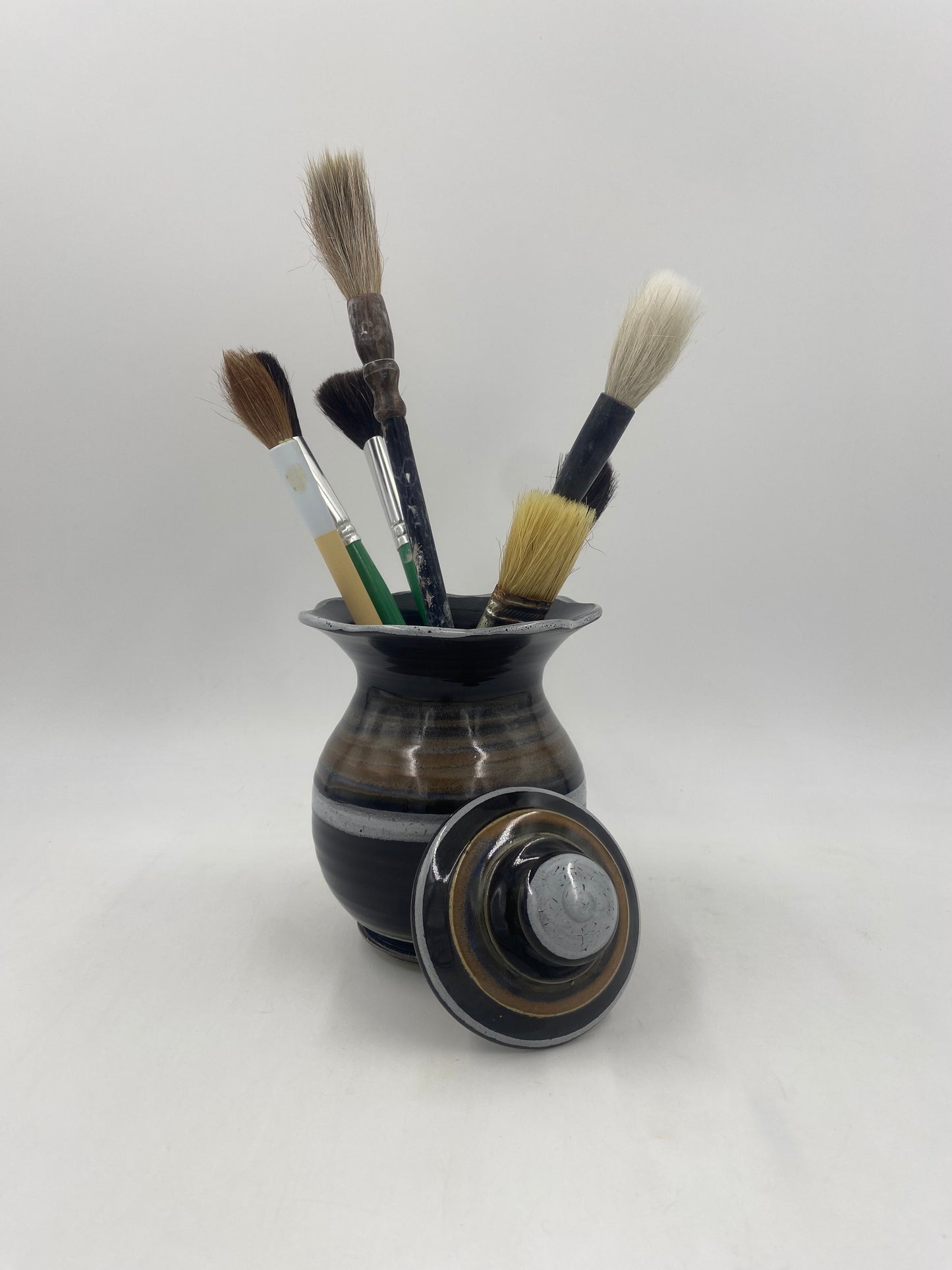 Tiger Stripe Scalloped Rim Jar - Lasser Ceramics