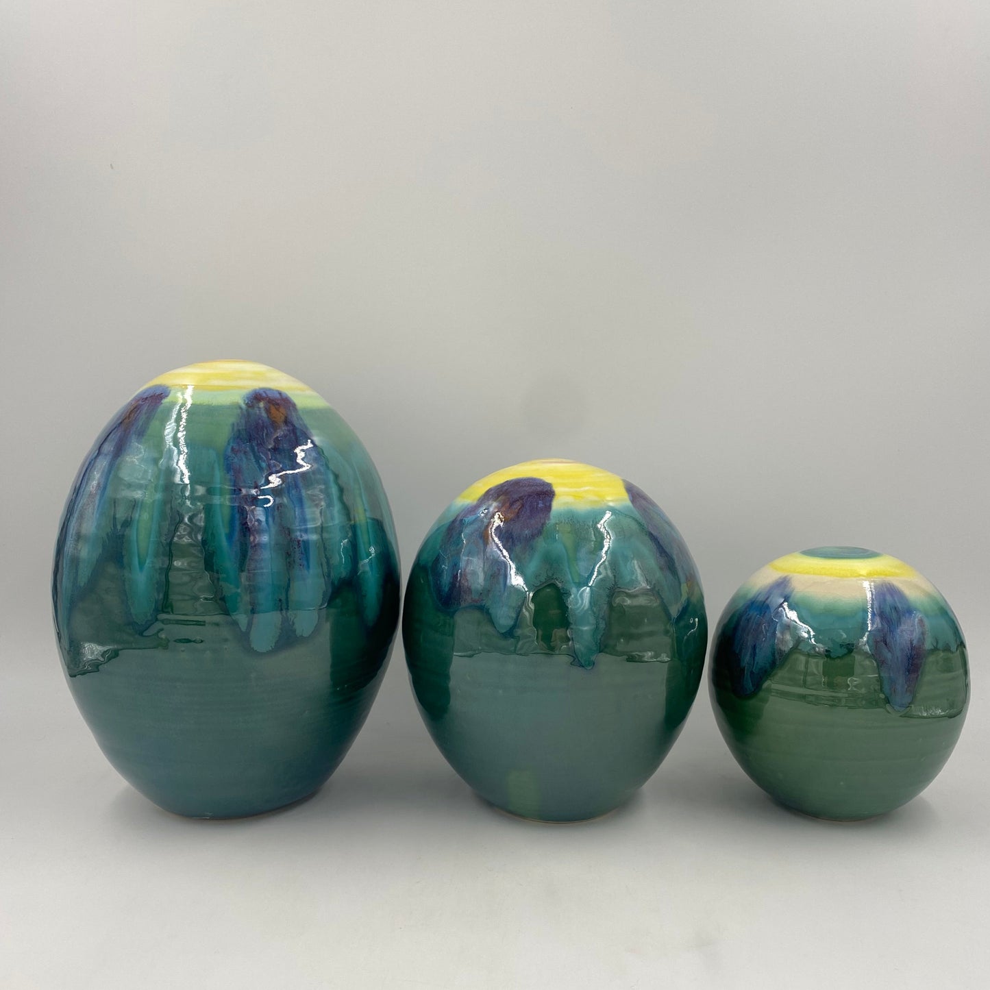 Teal Garden Orbs - Lasser Ceramics