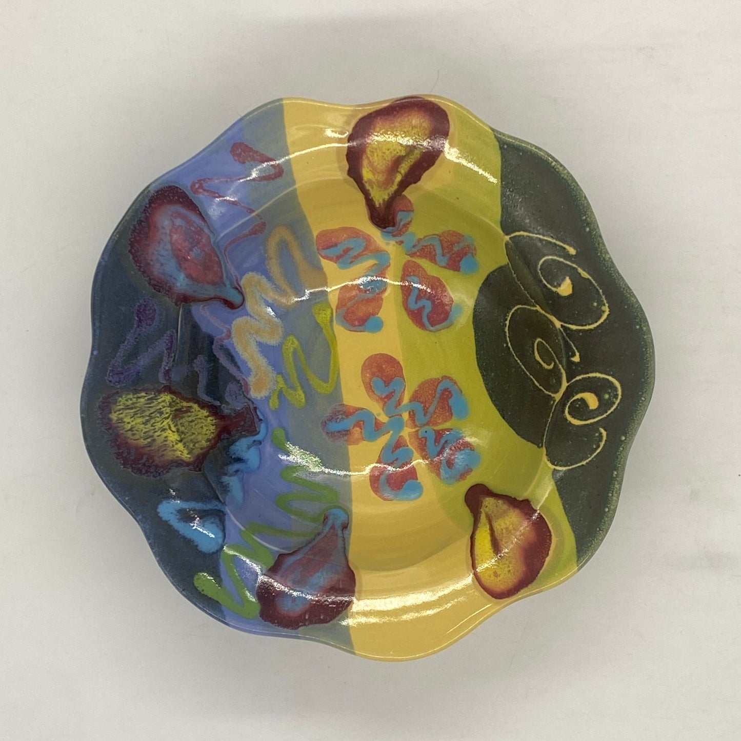 Mardi Gras Carved Rim Bowl - Lasser Ceramics