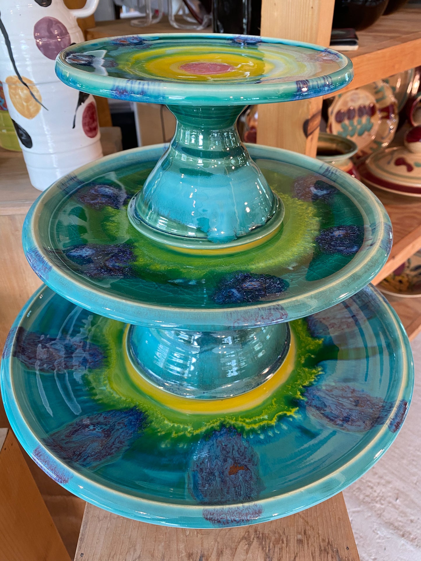 Teal Cake Plates - Lasser Ceramics