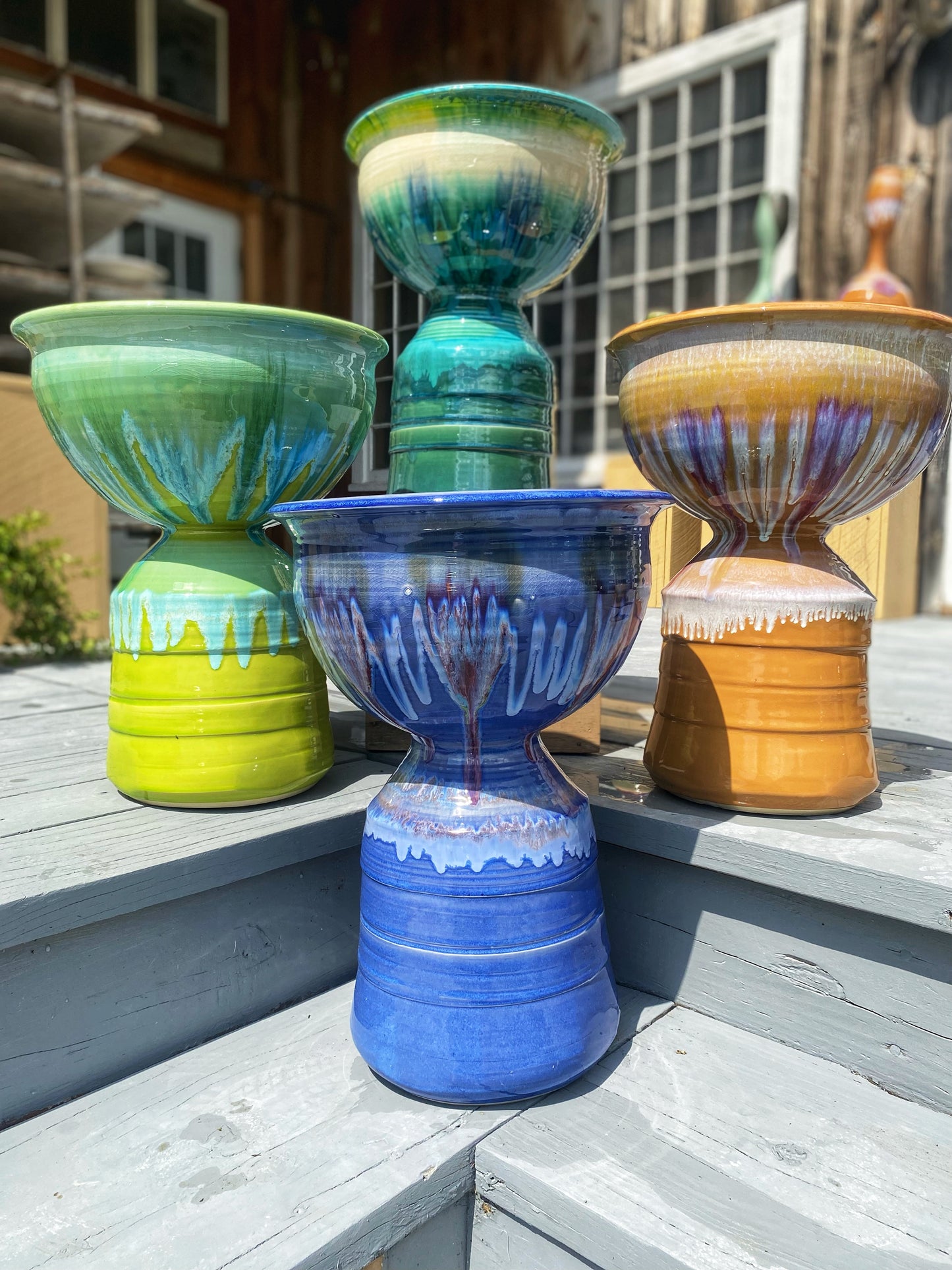 Blue Moon Pedestal Planter - Lasser Ceramics