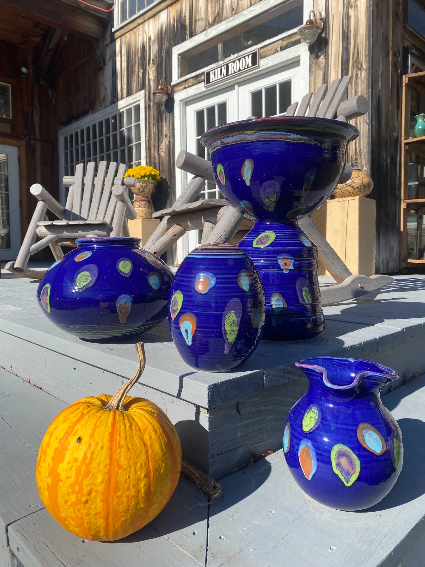 Galaxy Blue Pedestal Planter - Lasser Ceramics