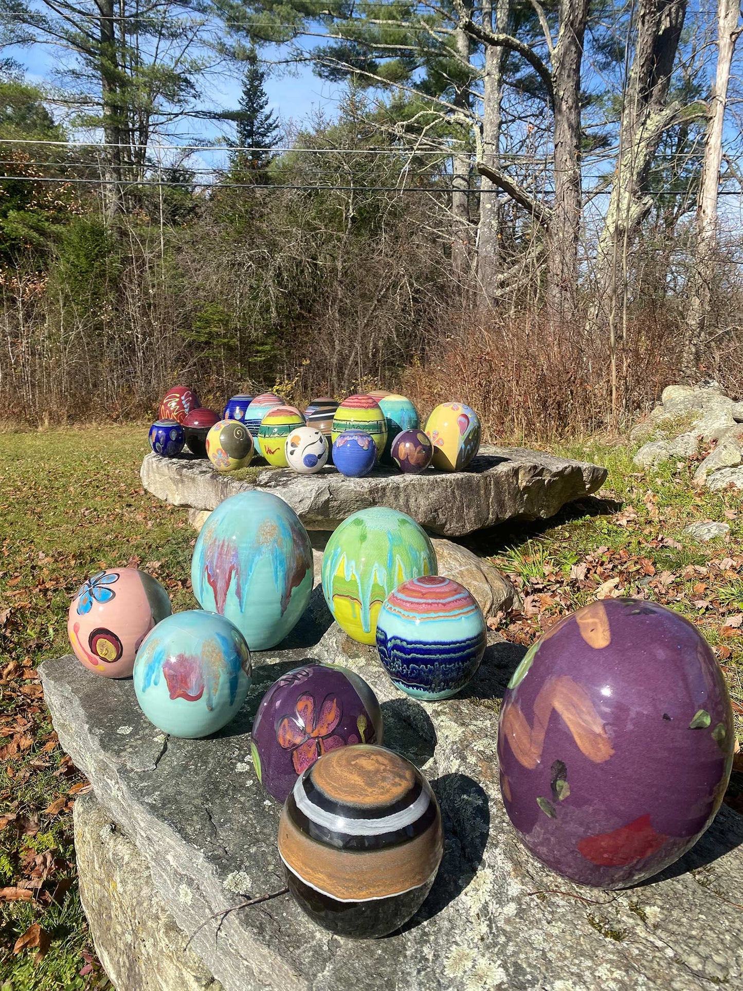 Tiger Stripe Garden Orbs - Lasser Ceramics
