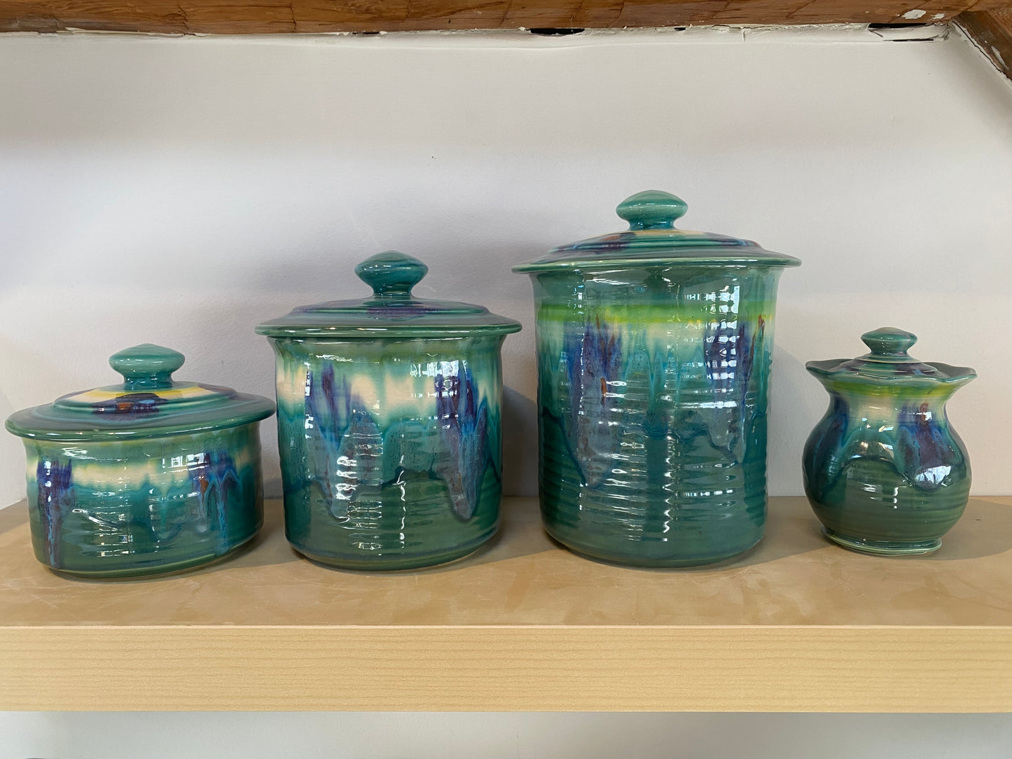 Teal Scalloped Rim Jar - Lasser Ceramics