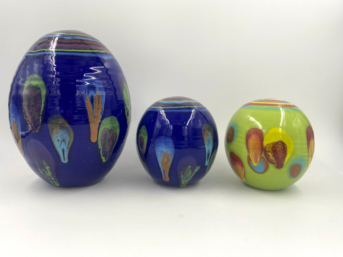 Galaxy Blue Garden Orbs - Lasser Ceramics