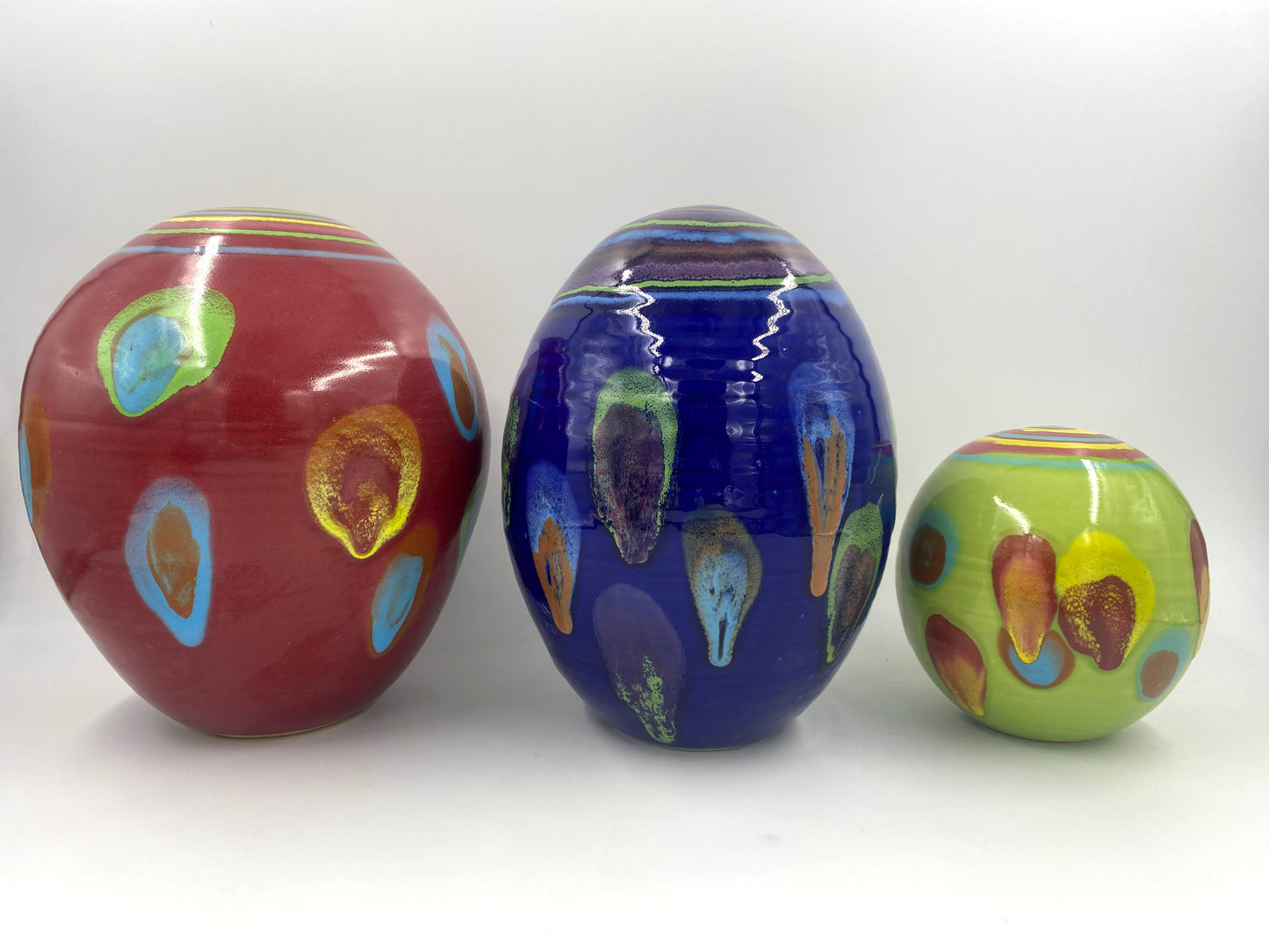 Asteroid Red Garden Orbs - Lasser Ceramics