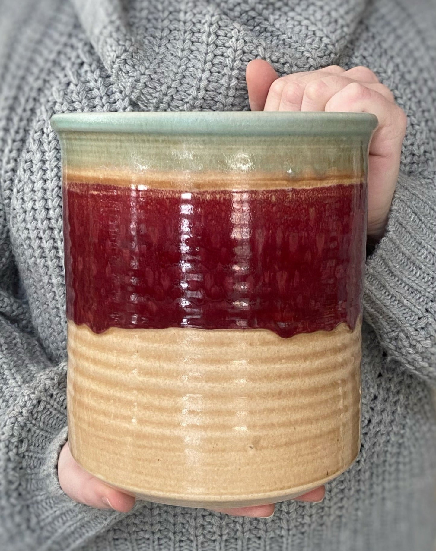 Red Tulip Utensil Holder - Lasser Ceramics