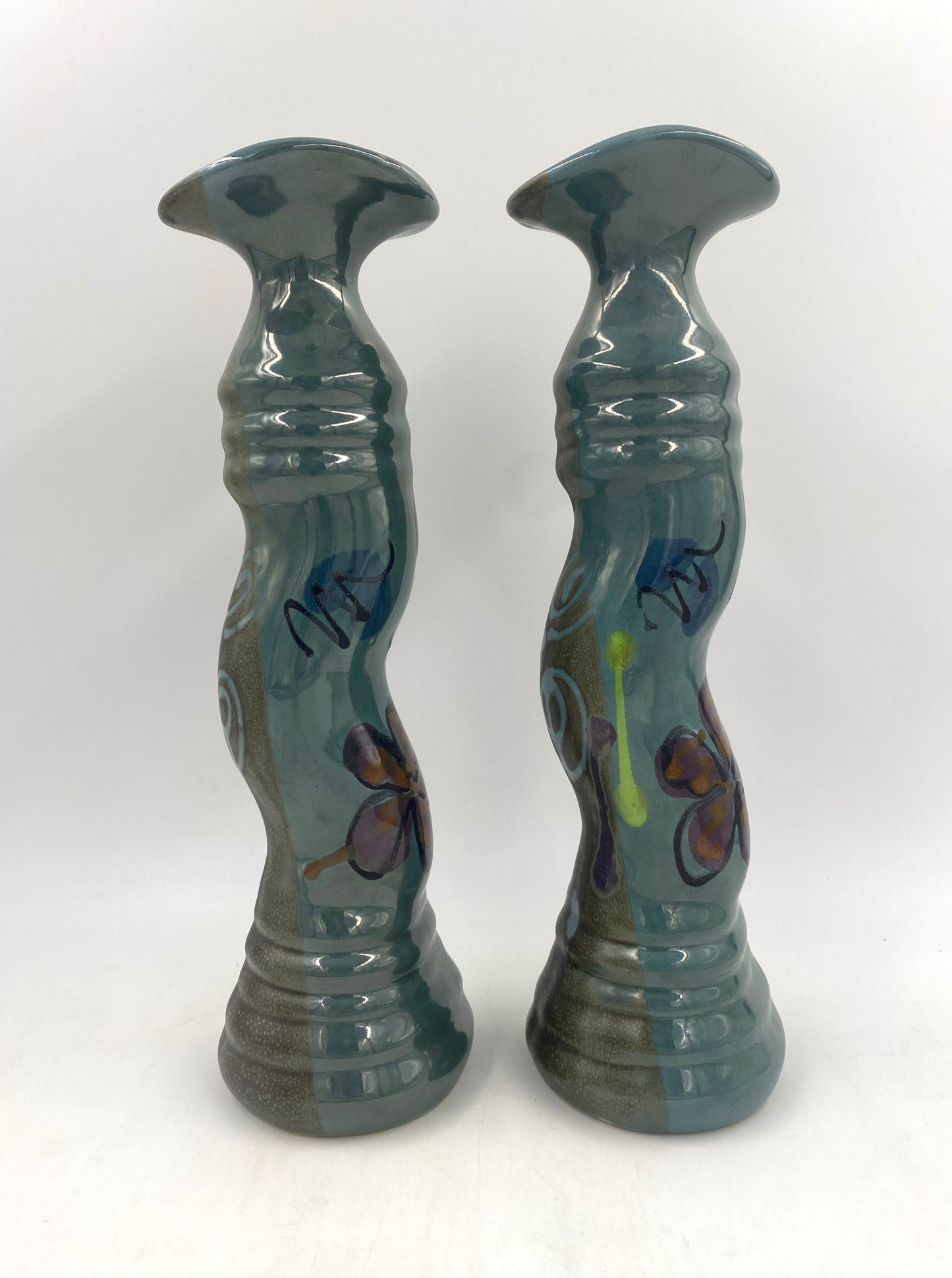 Green Poppy Candlestick - Lasser Ceramics