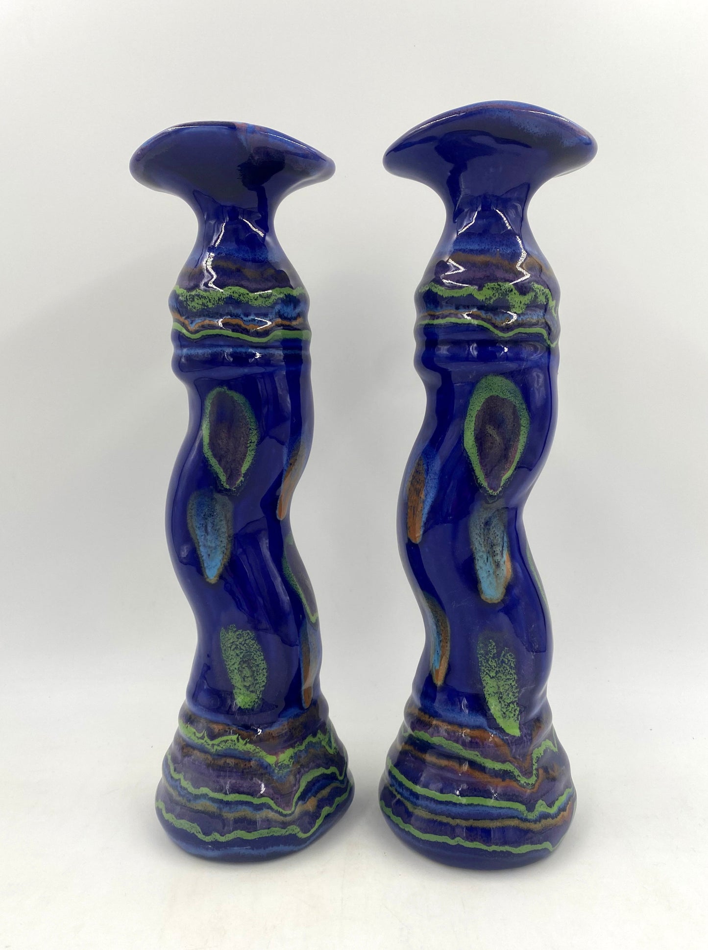 Galaxy Blue Candlestick - Lasser Ceramics