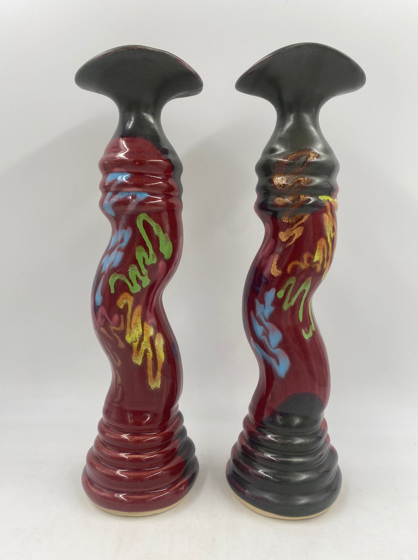 Red Craze Candlestick - Lasser Ceramics