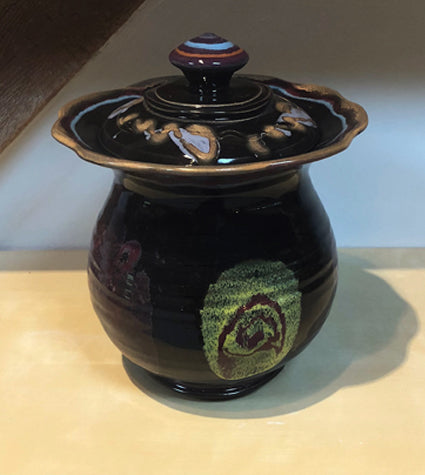 Black Out Scalloped Rim Jar - Lasser Ceramics