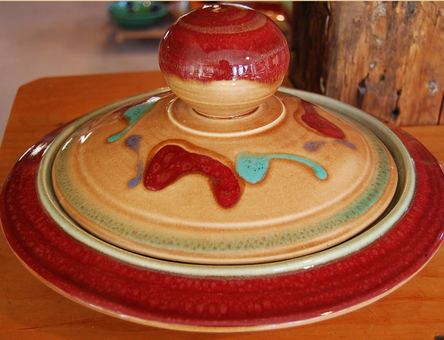 Red Tulip Casserole Dish - Lasser Ceramics