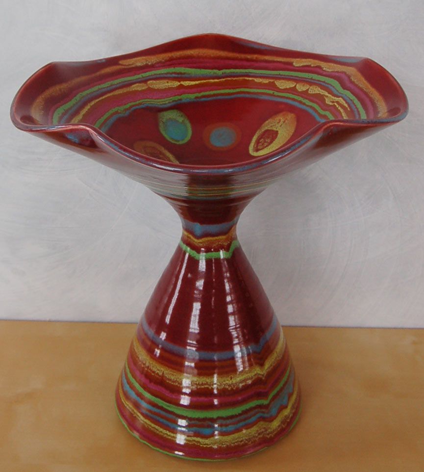 Asteroid Red Compote Bowl - Lasser Ceramics