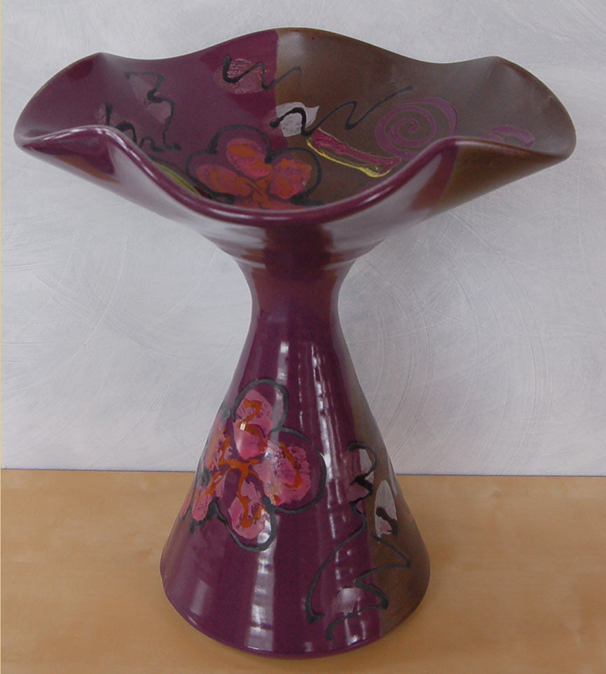 Purple Poppy Compote Bowl - Lasser Ceramics