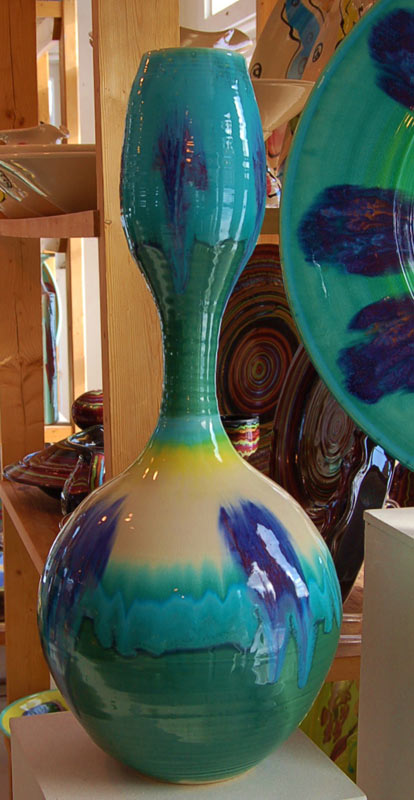 Teal Gourd Vase - Lasser Ceramics