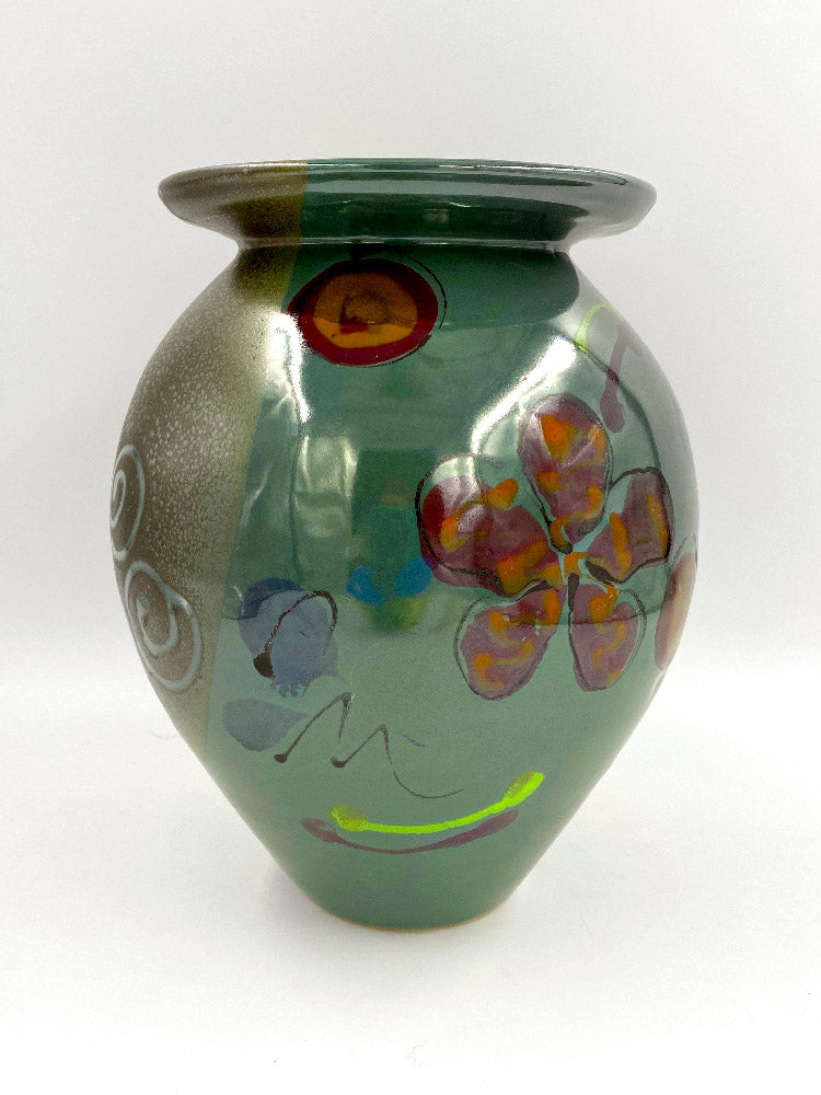 Green Poppy Classic Vase - Lasser Ceramics