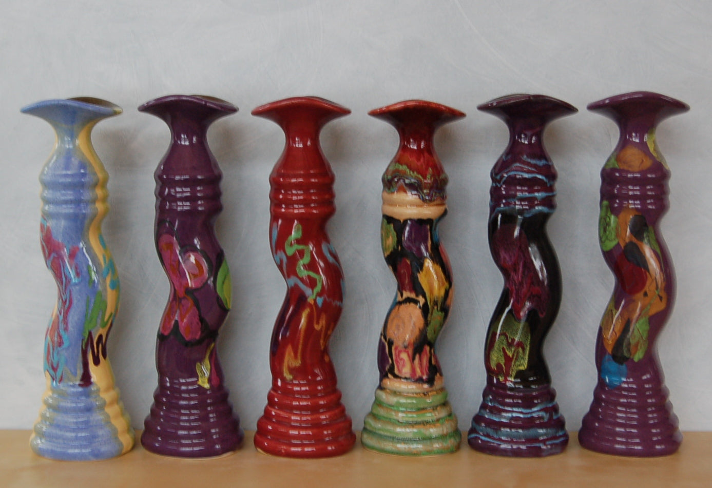 Purple Poppy Candlestick - Lasser Ceramics