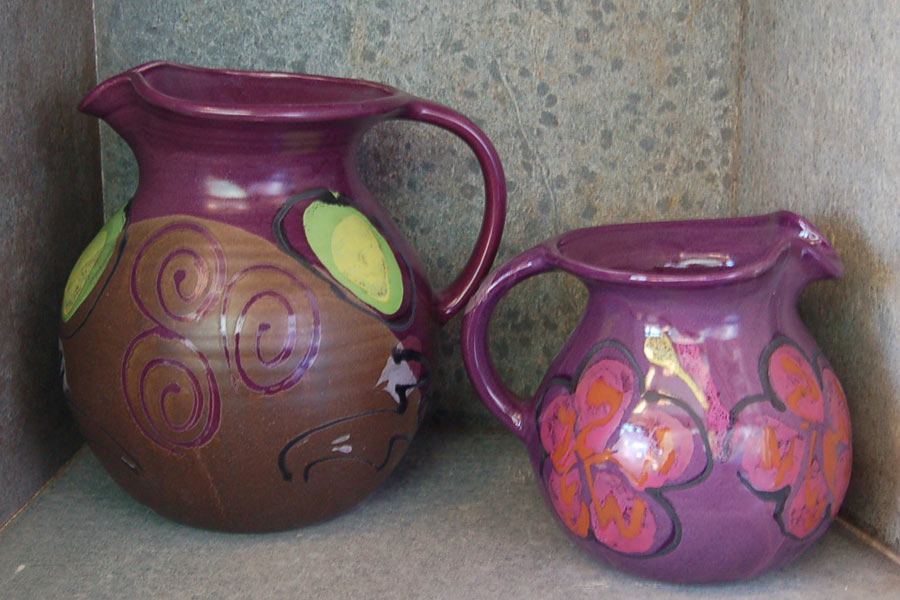 Purple Poppy Pitcher - Lasser Ceramics
