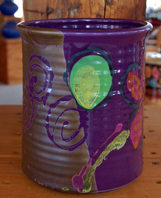Purple Poppy Utensil Holder - Lasser Ceramics