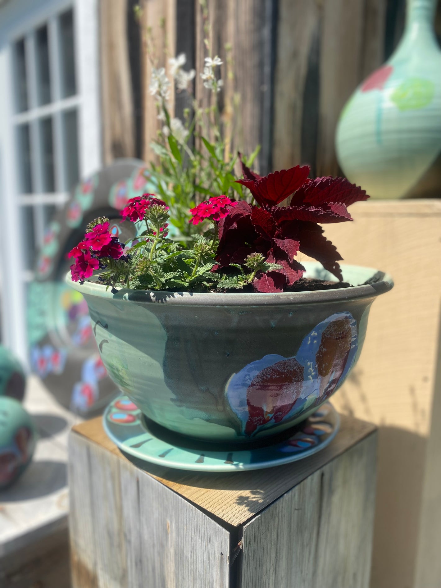 Green Black Planter - Lasser Ceramics