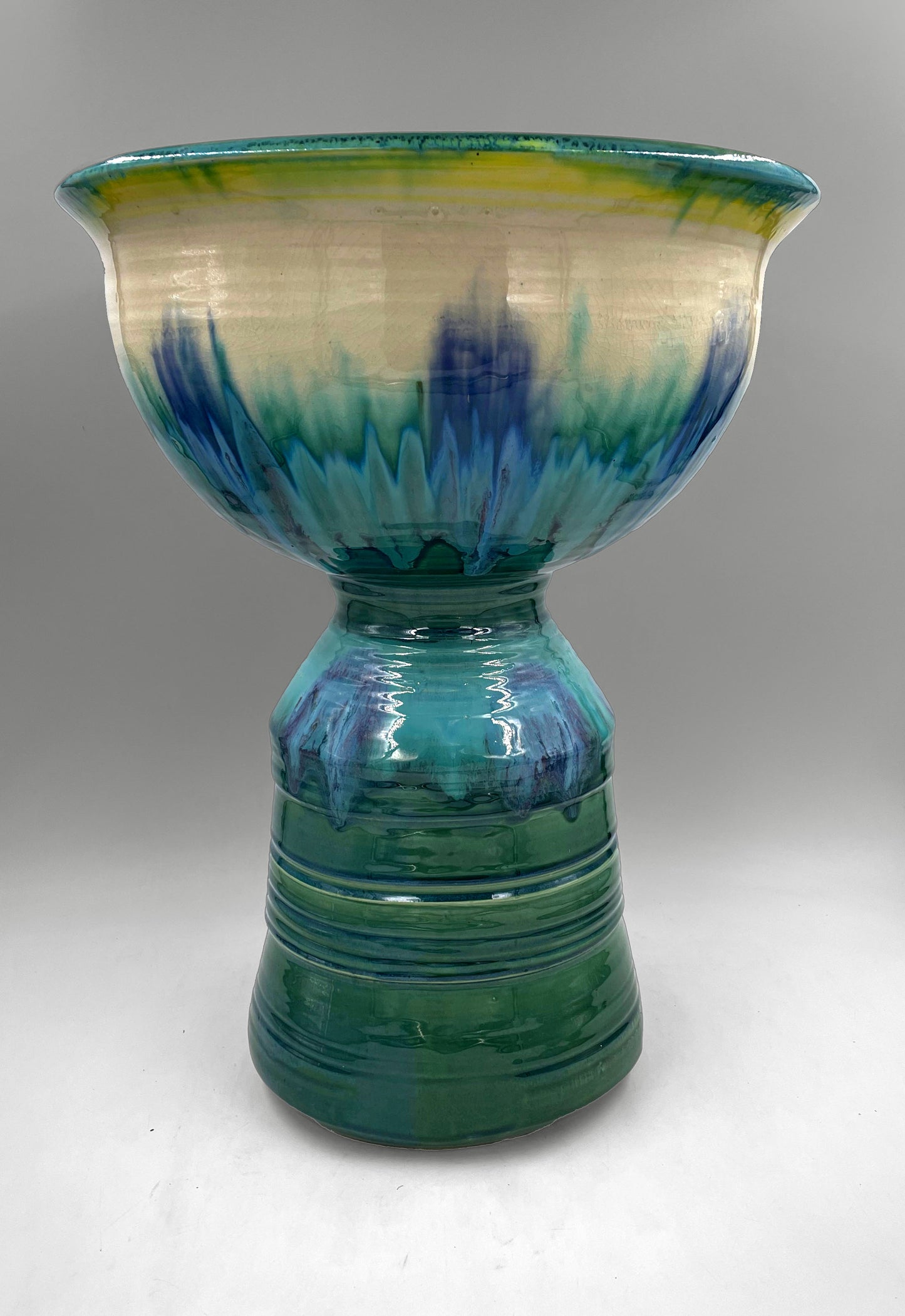 Teal Pedestal Planter