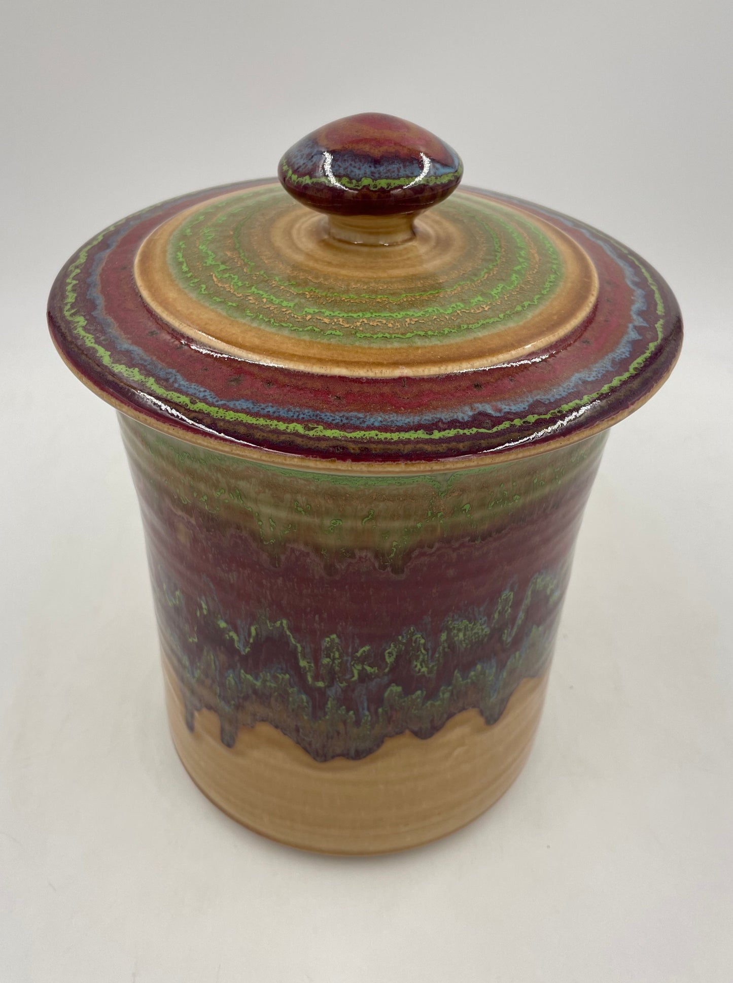 Large Spanish canister from top angle view