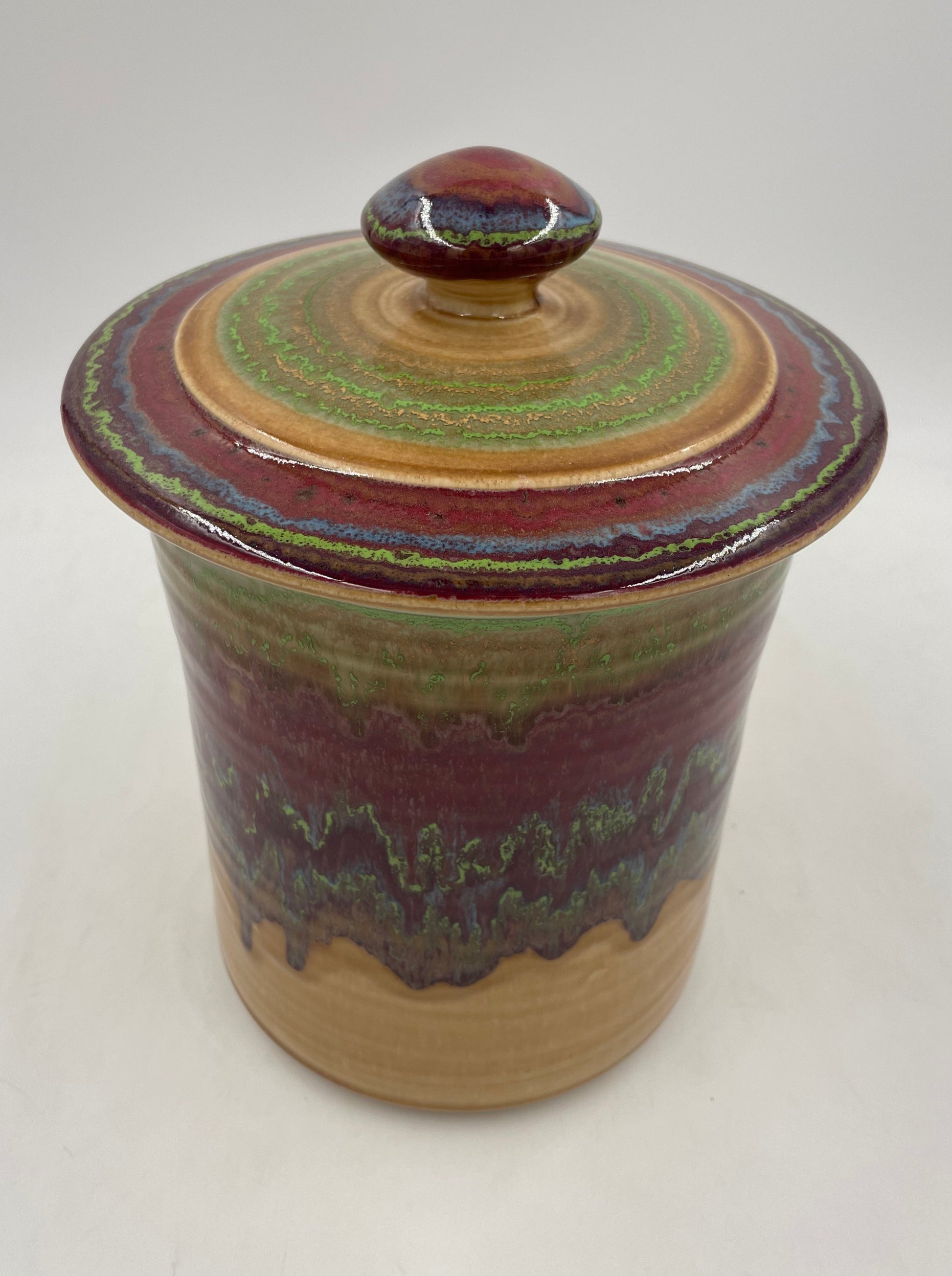 Large Spanish canister from top angle view