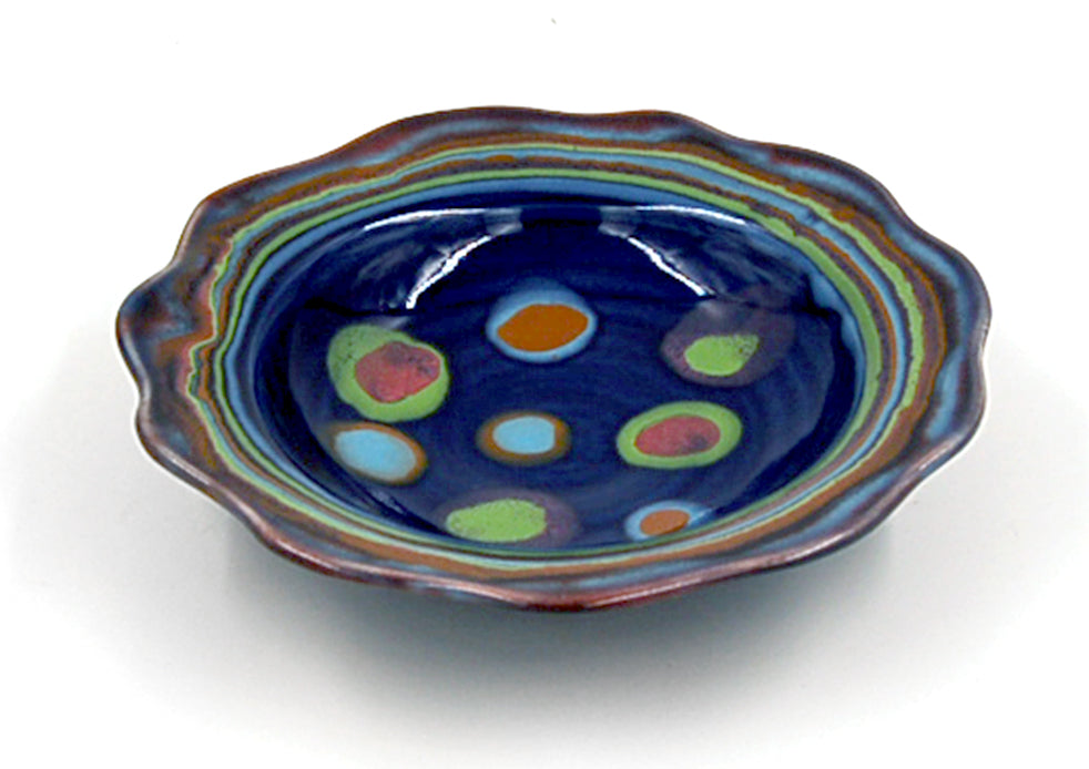 Galaxy Blue Carved Rim Bowl