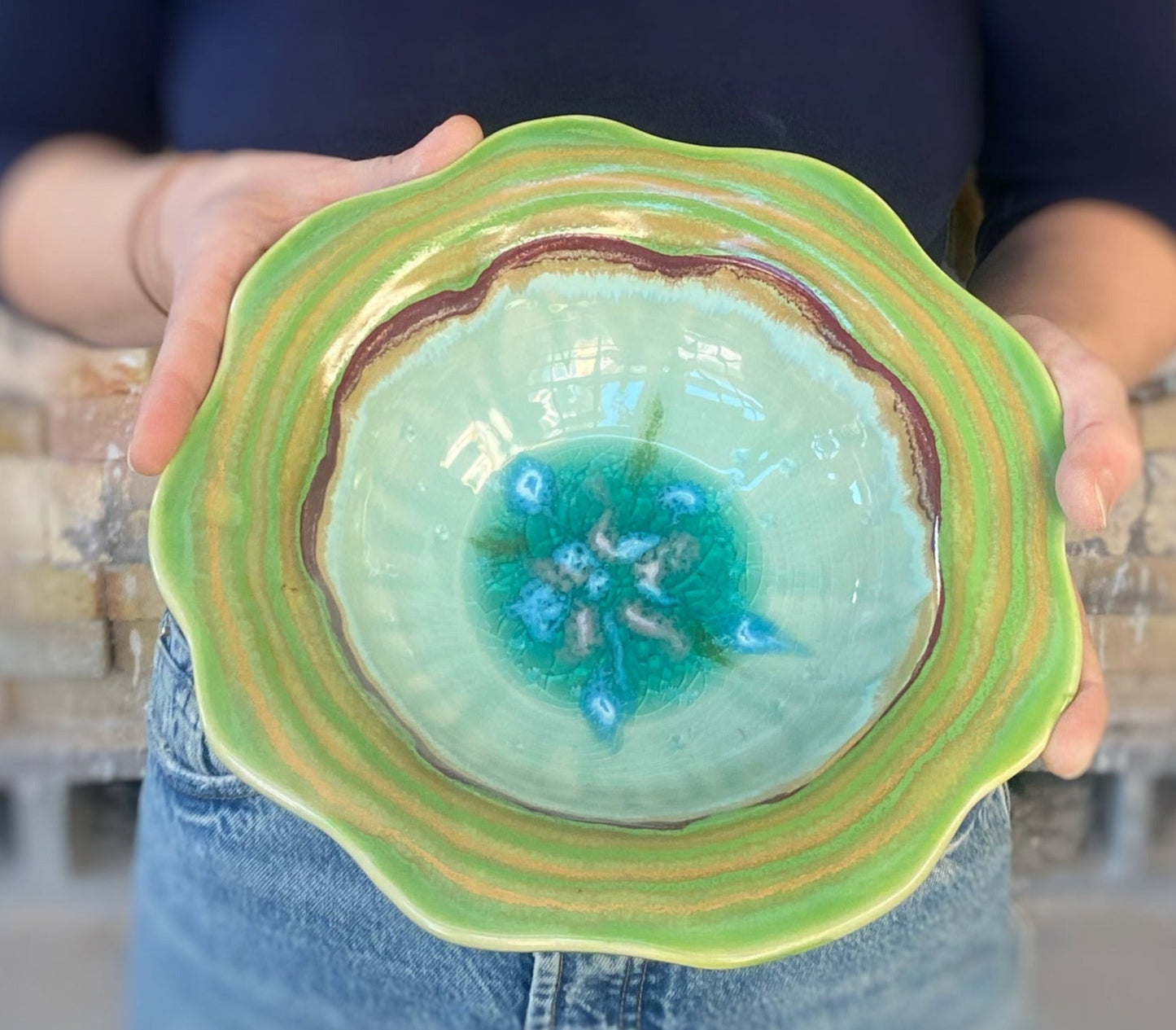 Ocean Carved Rim Bowl