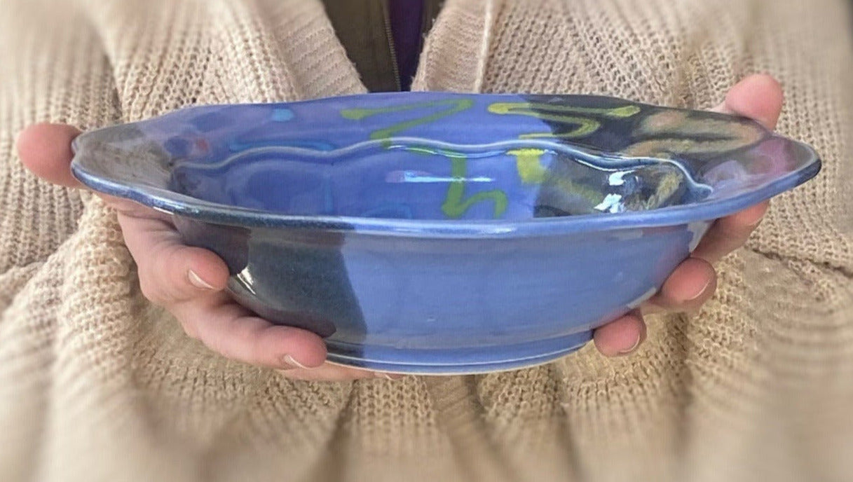 Blue Craze Carved Rim Bowl