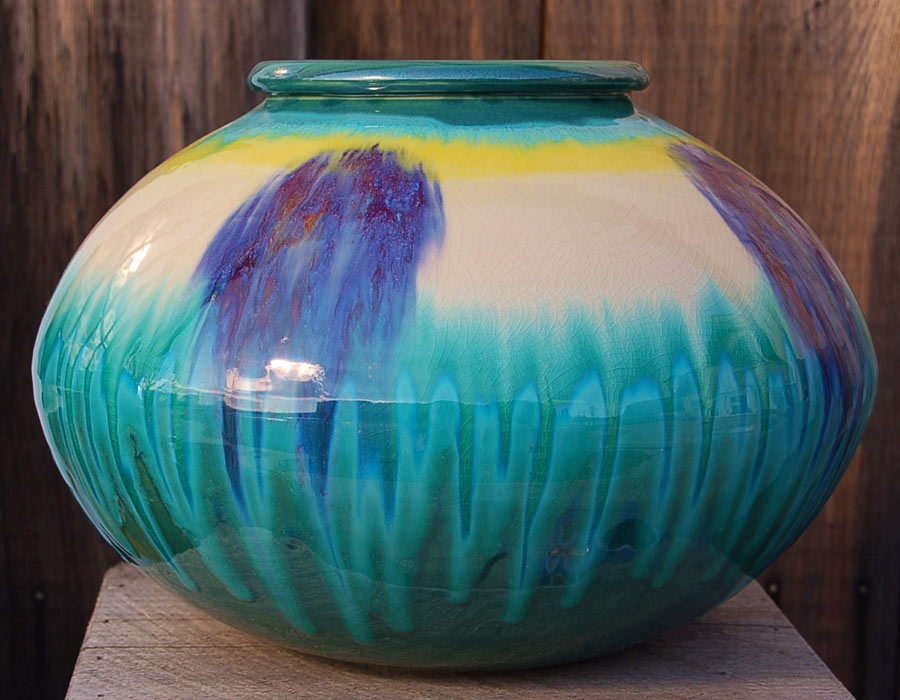 Teal Drop Globe Vase