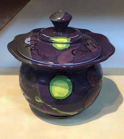 Purple Poppy Scalloped Rim Jar